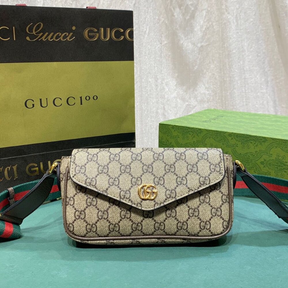 NWT Gucci Ophidia Pochette GG Canvas Crossbody Bag GG Supreme Monogram Beige